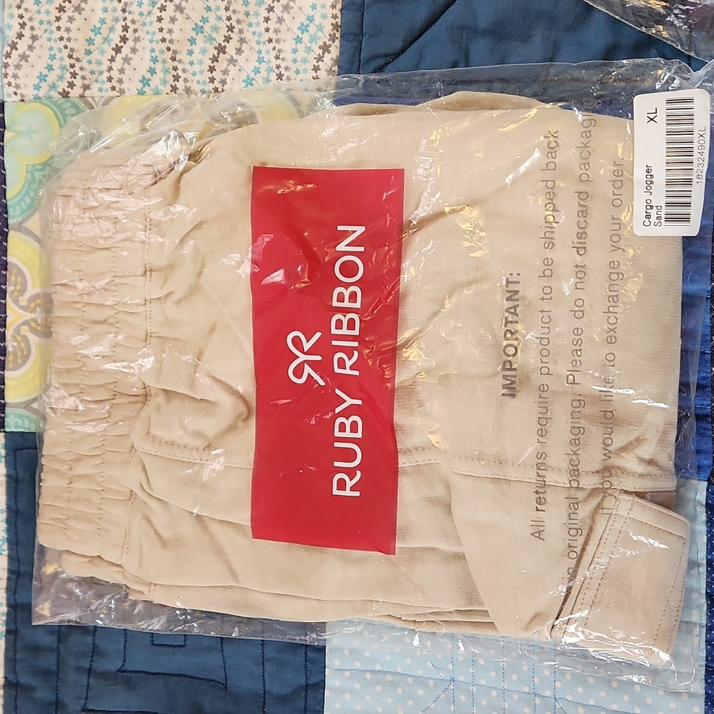 Sand colored cargo joggers